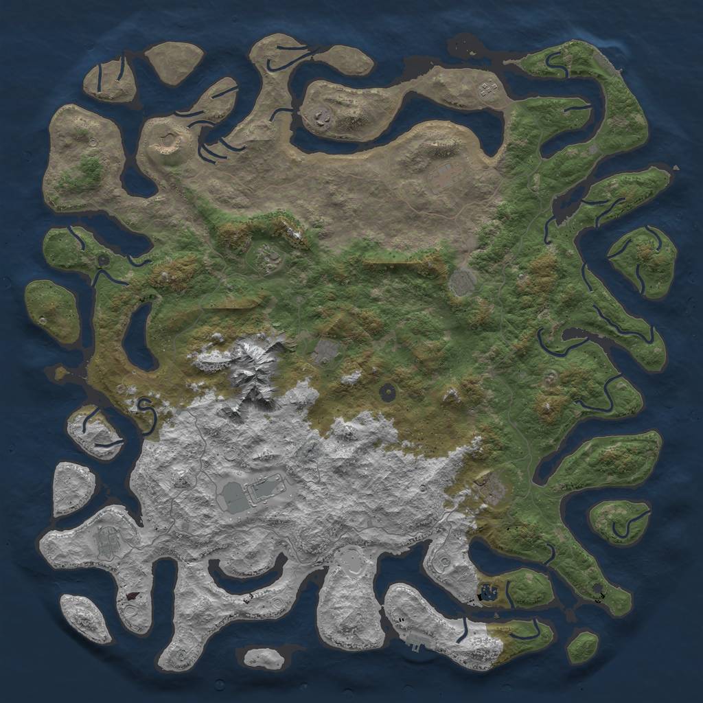 Rust Map: Procedural Map, Size: 6000, Seed: 7052627, 19 Monuments