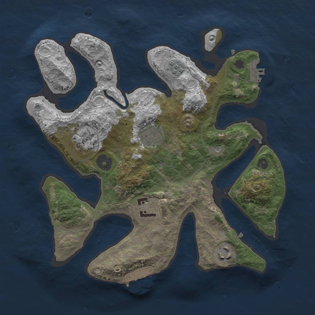 Rust Map: Procedural Map, Size: 3000, Seed: 1543333935, 13 Monuments