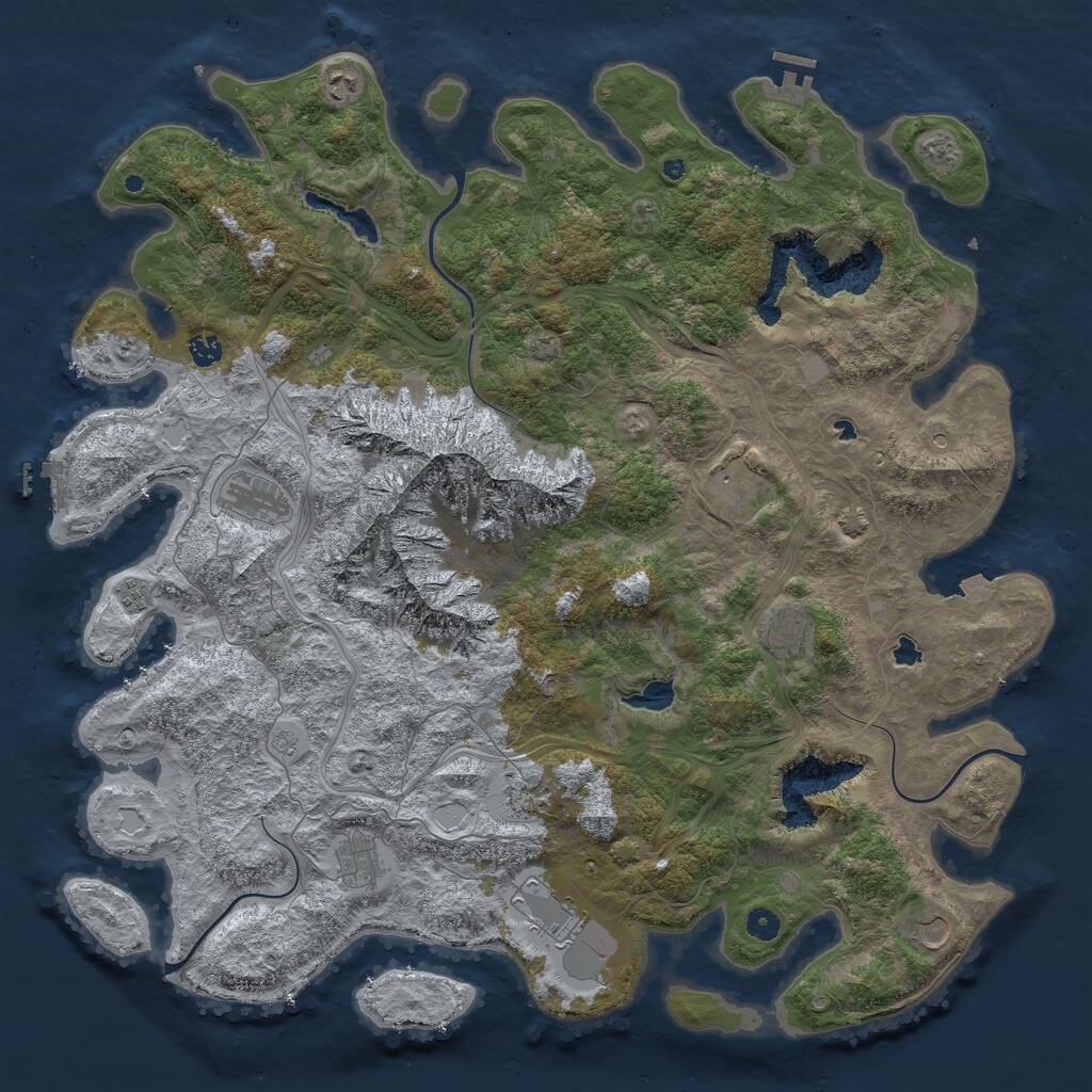 Rust Map: Procedural Map, Size: 5000, Seed: 21521802, 16 Monuments