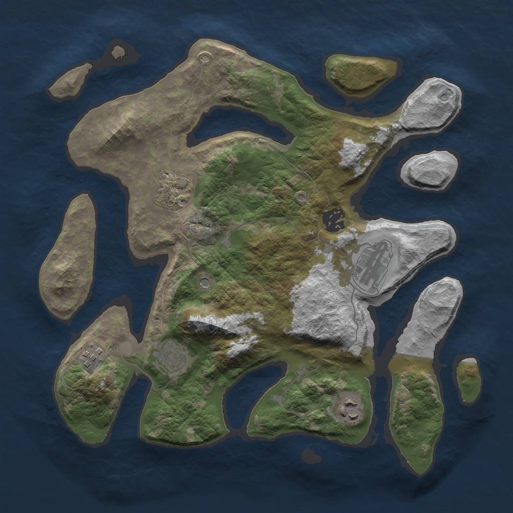 Rust Map: Barren, Size: 3270, Seed: 13824, 9 Monuments