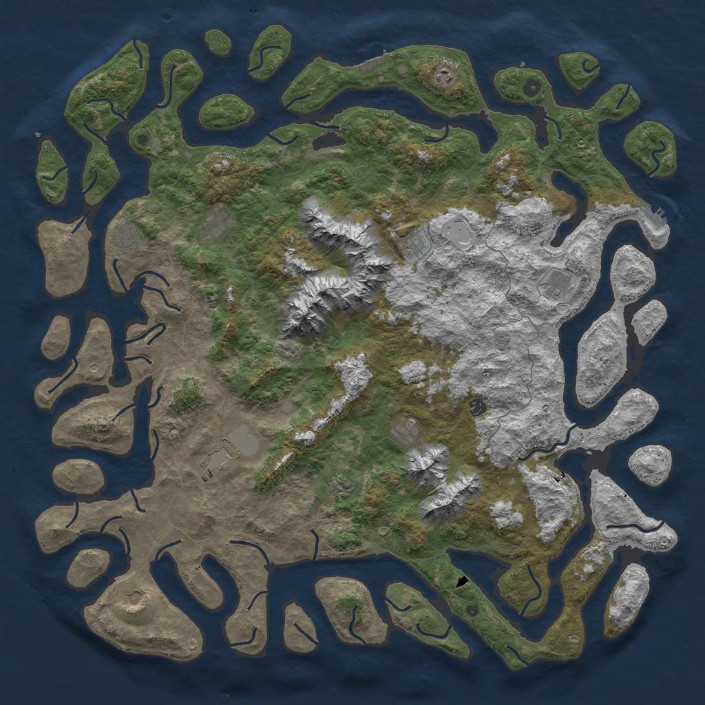 Rust Map: Procedural Map, Size: 6000, Seed: 500052, 19 Monuments