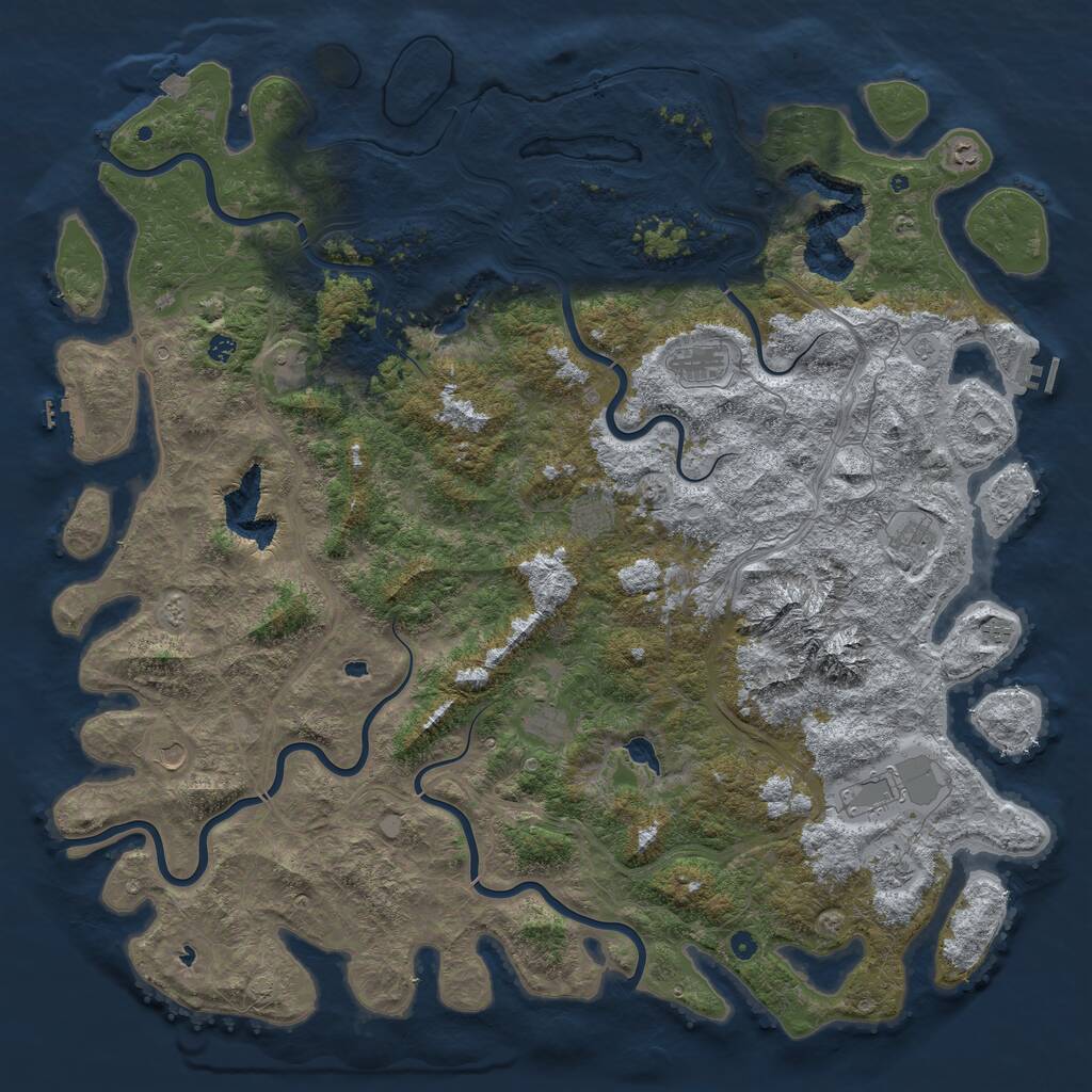 Rust Map: Procedural Map, Size: 6000, Seed: 500052, 17 Monuments
