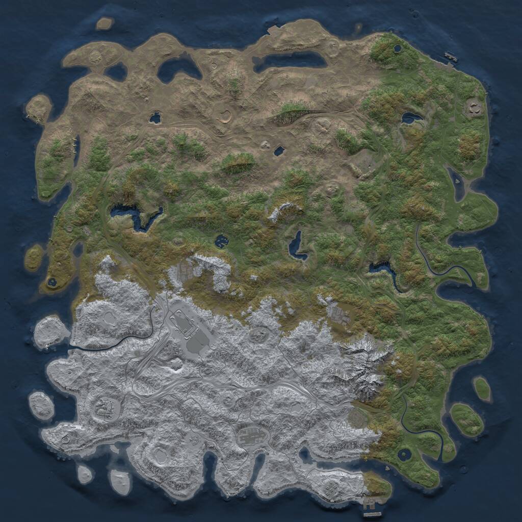Rust Map: Procedural Map, Size: 6000, Seed: 510246595, 17 Monuments