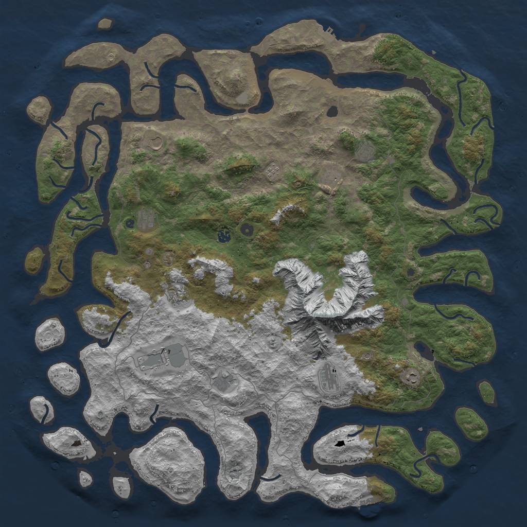 Rust Map: Procedural Map, Size: 6000, Seed: 510246595, 19 Monuments