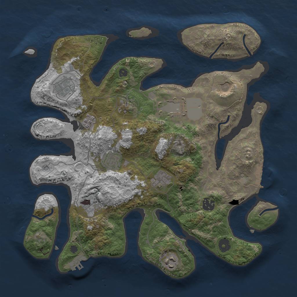 Rust Map: Procedural Map, Size: 3500, Seed: 1342240264, 18 Monuments