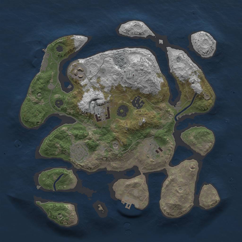 Rust Map: Procedural Map, Size: 3000, Seed: 836429056, 14 Monuments