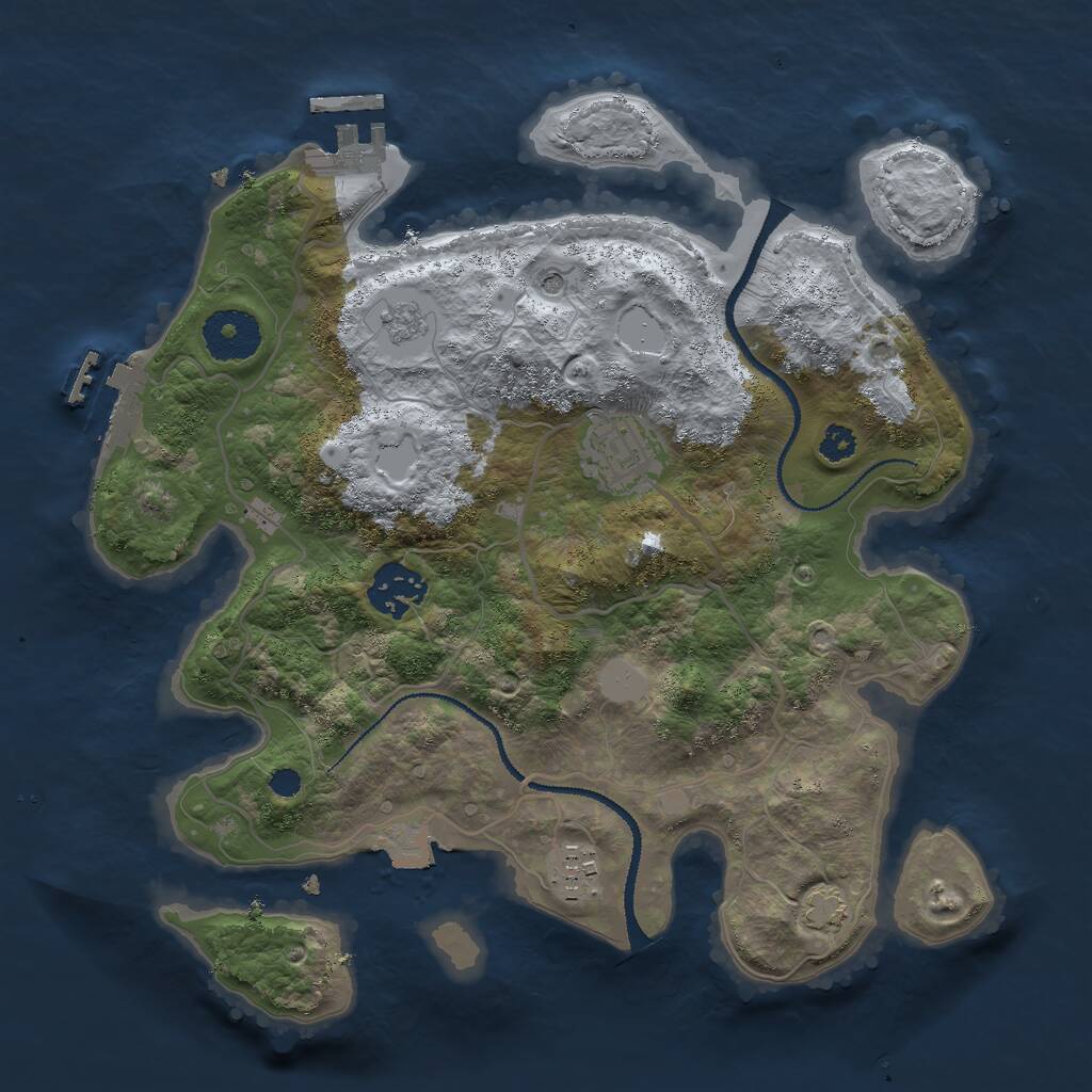 Rust Map: Procedural Map, Size: 3000, Seed: 836429056, 9 Monuments