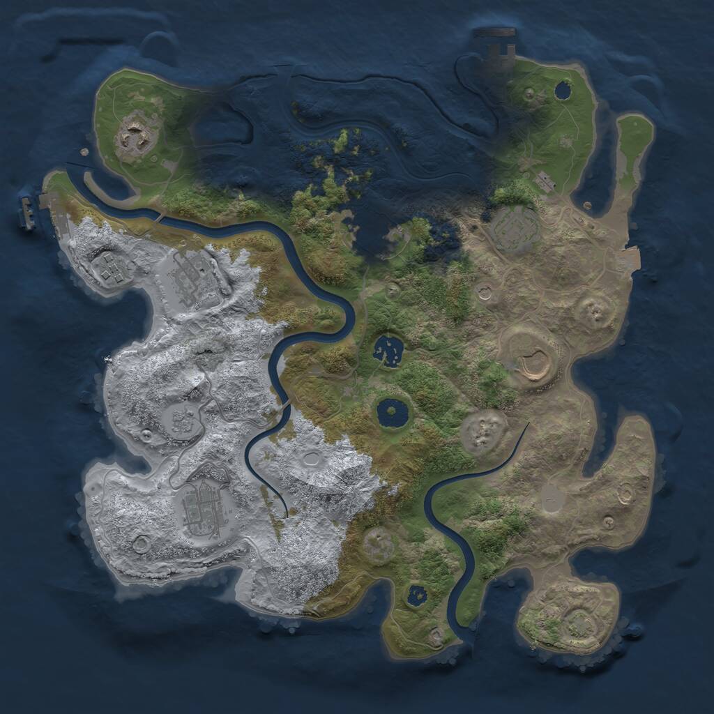 Rust Map: Procedural Map, Size: 3500, Seed: 58269416, 14 Monuments