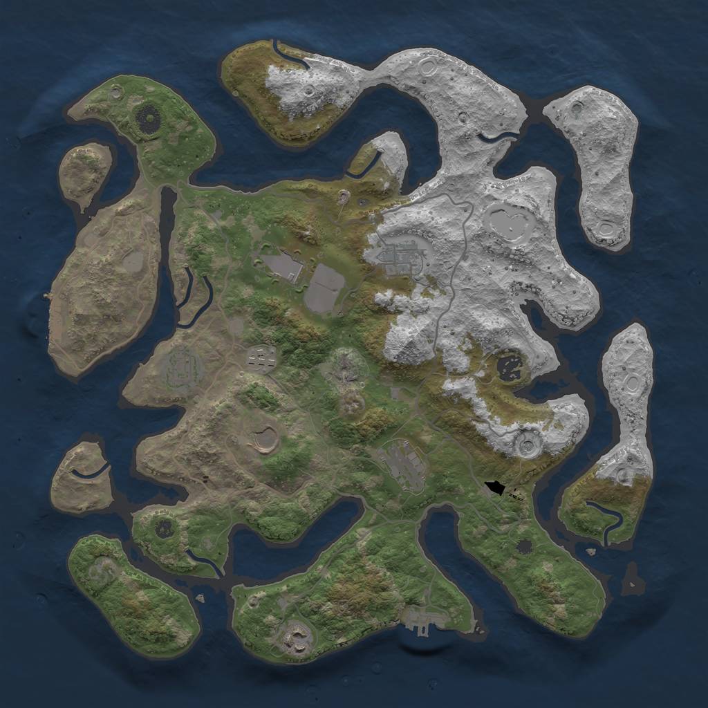 Rust Map: Procedural Map, Size: 4000, Seed: 491324, 16 Monuments