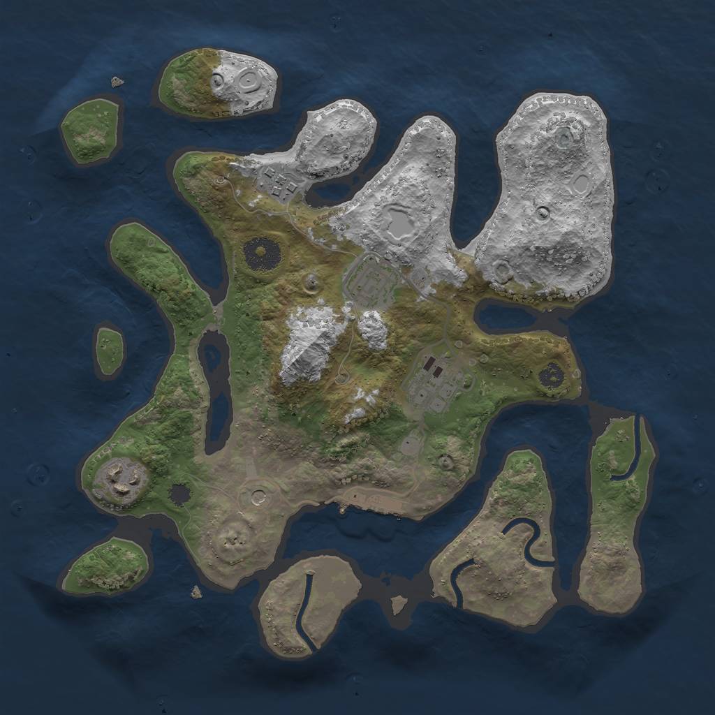 Rust Map: Procedural Map, Size: 3000, Seed: 12312, 11 Monuments