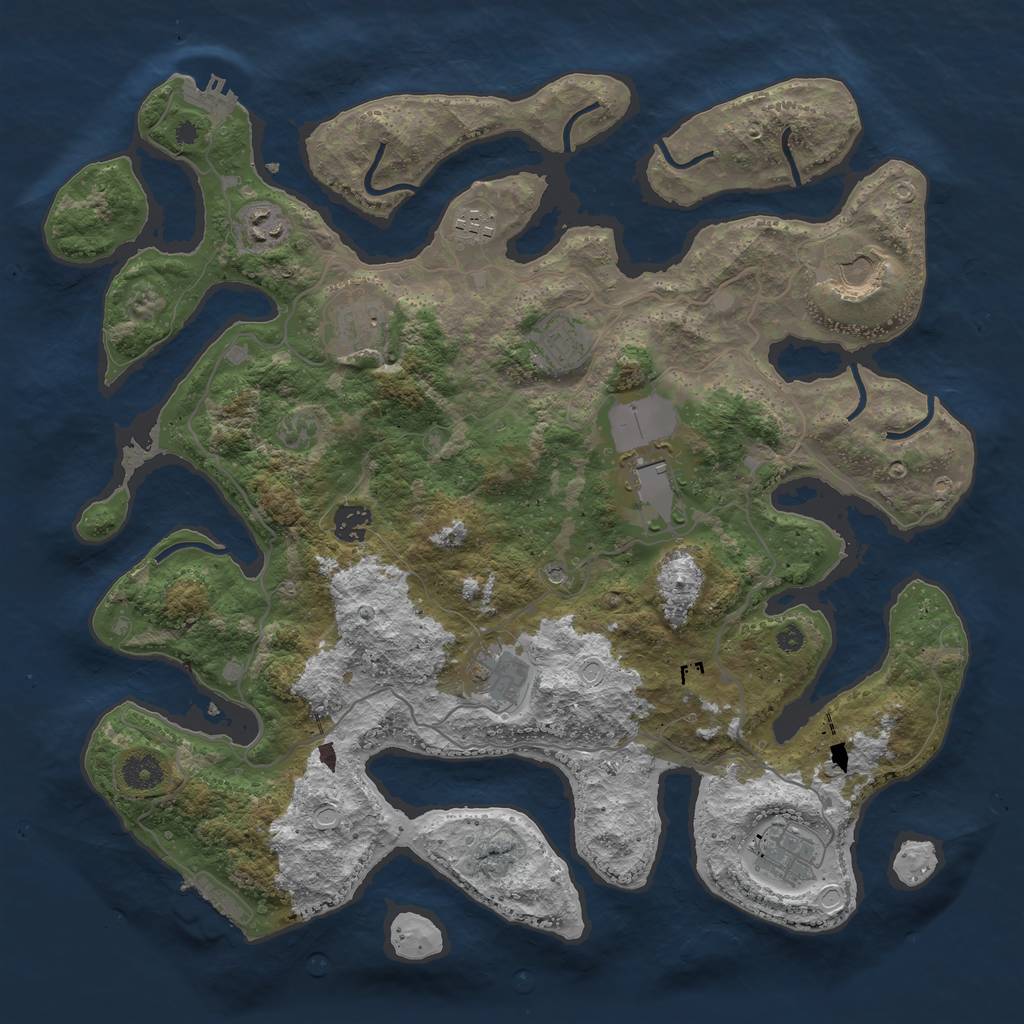 Rust Map: Procedural Map, Size: 4000, Seed: 857434, 17 Monuments