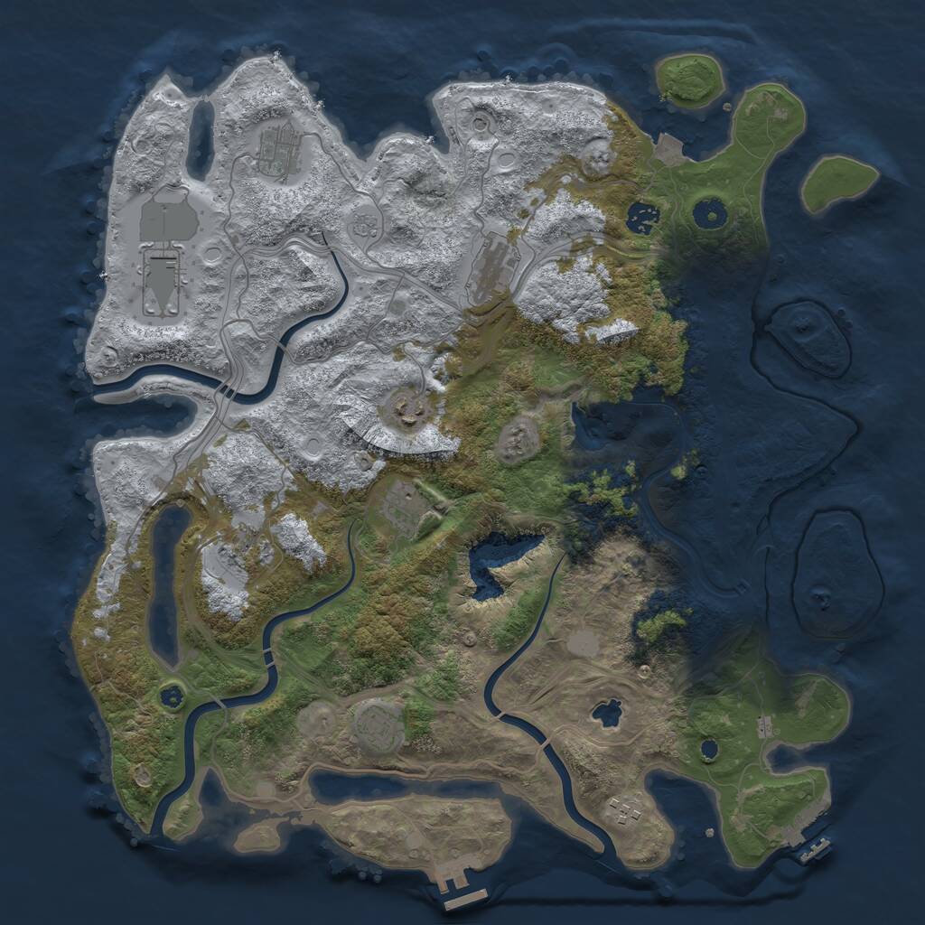 Rust Map: Procedural Map, Size: 4250, Seed: 1094449516, 15 Monuments