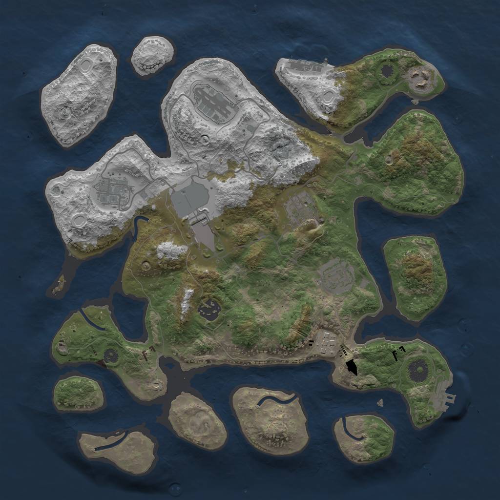 Rust Map: Procedural Map, Size: 3500, Seed: 1230694982, 15 Monuments