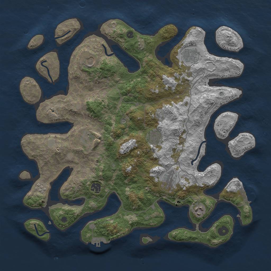 Rust Map: Procedural Map, Size: 4000, Seed: 1119977723, 16 Monuments