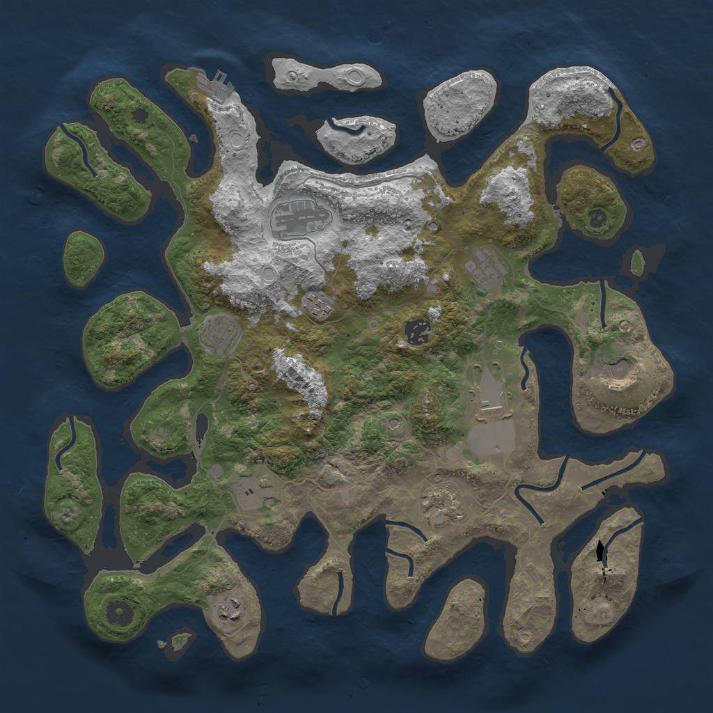 Rust Map: Procedural Map, Size: 3999, Seed: 186, 17 Monuments