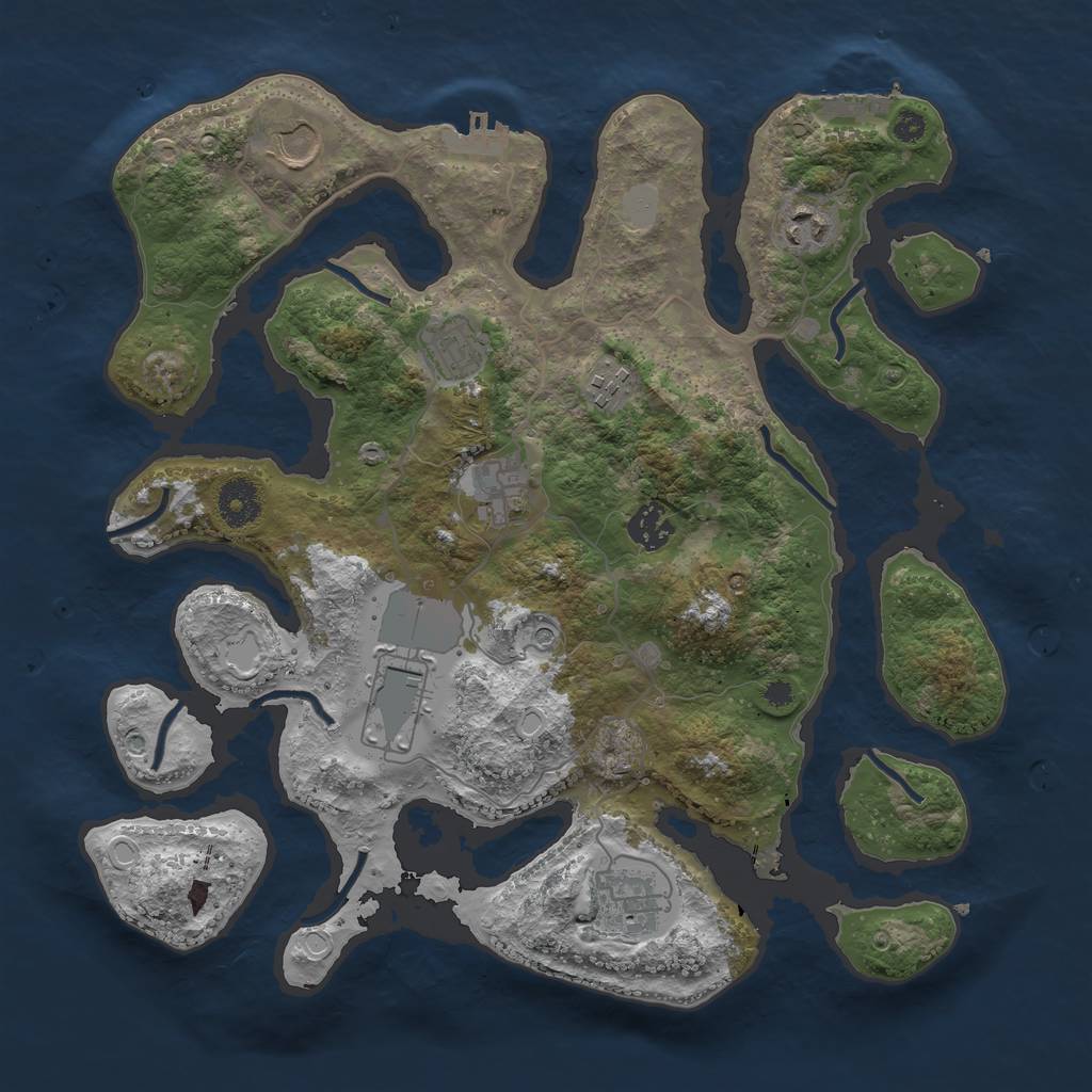 Rust Map: Procedural Map, Size: 3600, Seed: 55996, 16 Monuments