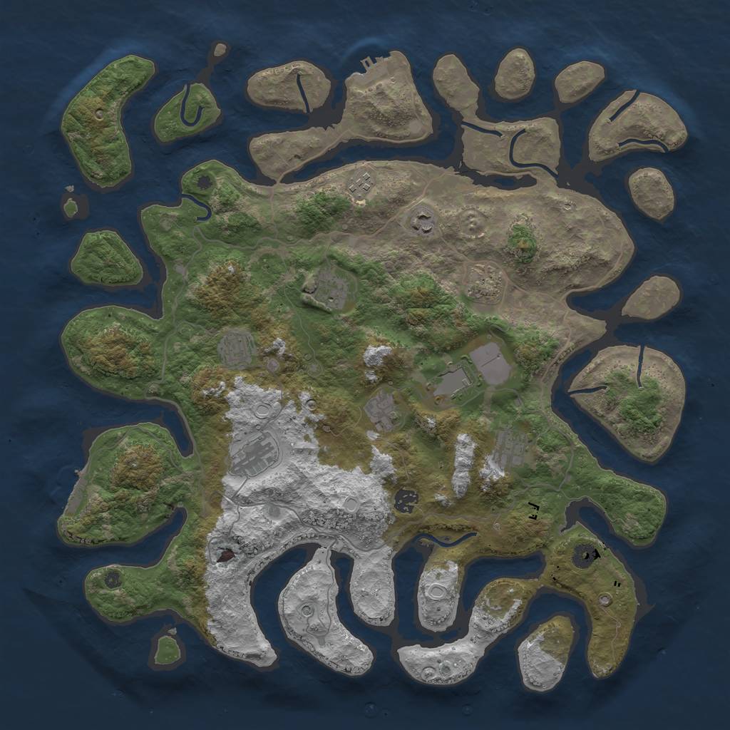 Rust Map: Procedural Map, Size: 4500, Seed: 290733010, 18 Monuments