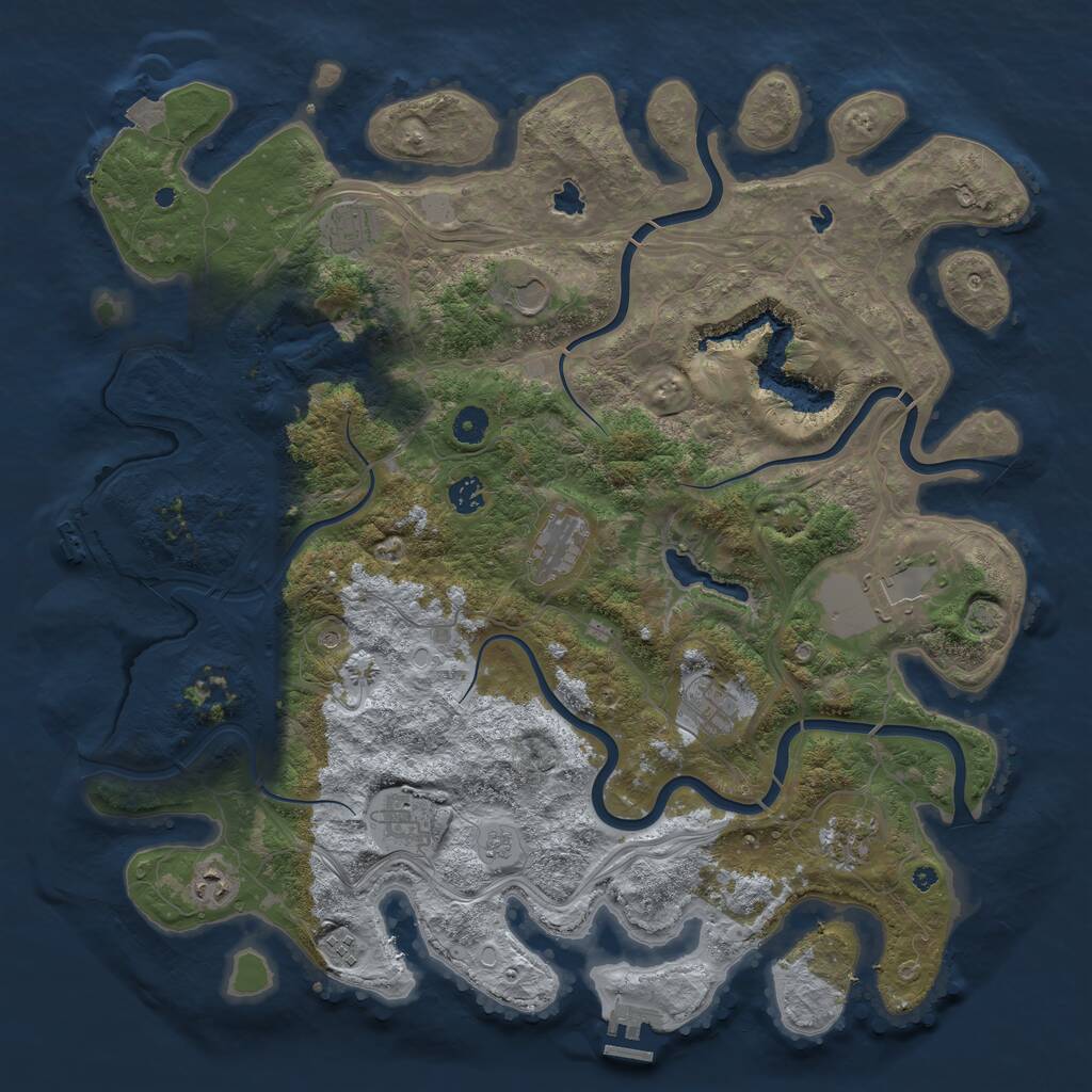 Rust Map: Procedural Map, Size: 4500, Seed: 290733010, 16 Monuments