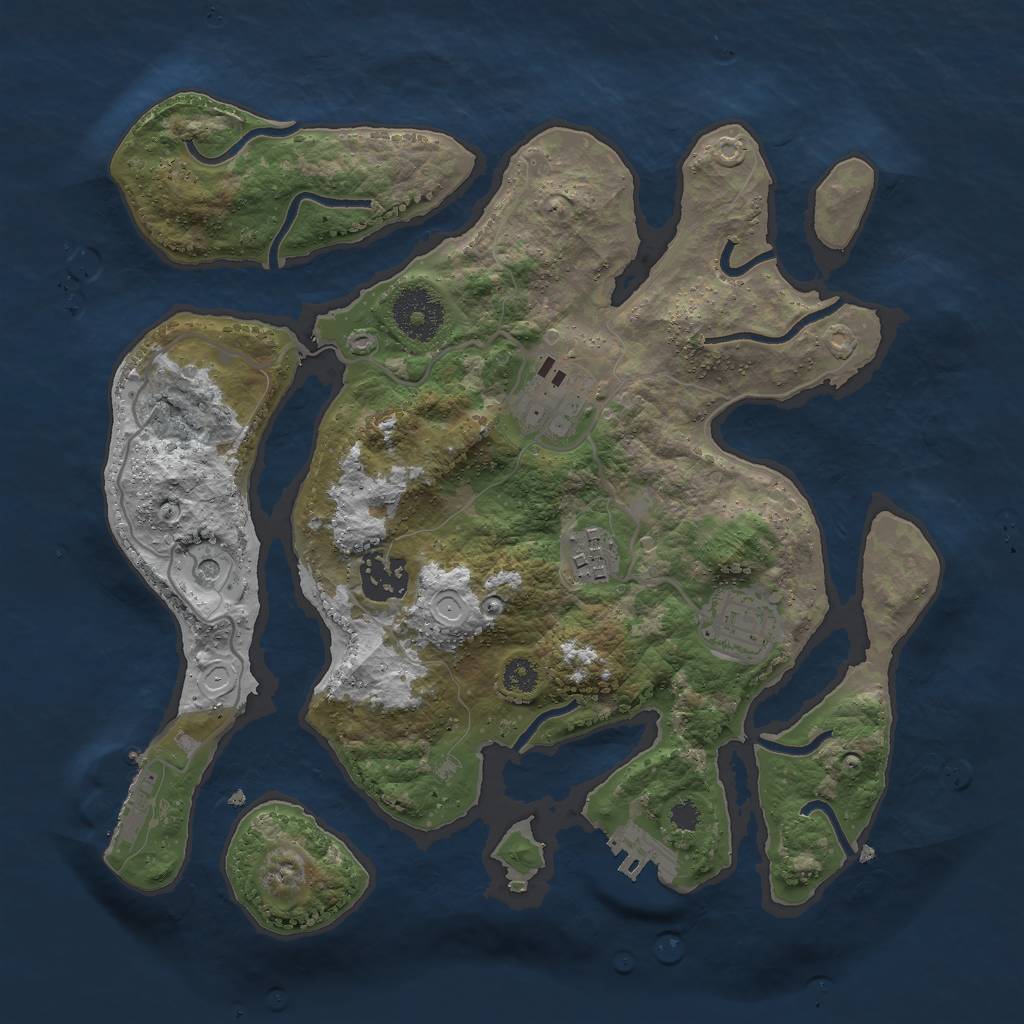 Rust Map: Procedural Map, Size: 3000, Seed: 13721, 12 Monuments