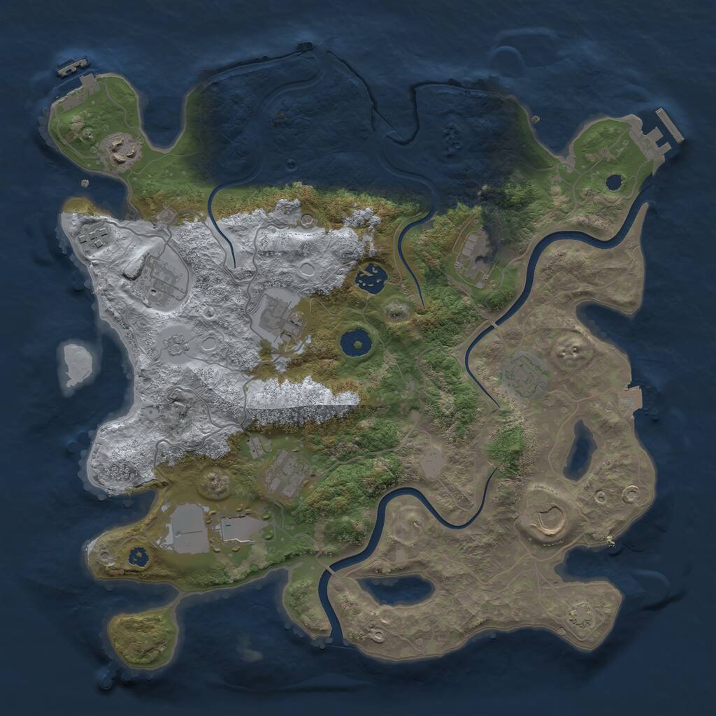 Rust Map: Procedural Map, Size: 3666, Seed: 9022022, 16 Monuments