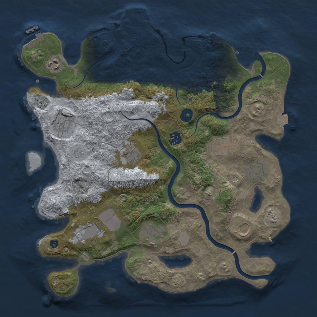 Rust Map: Procedural Map, Size: 3666, Seed: 9022022, 16 Monuments