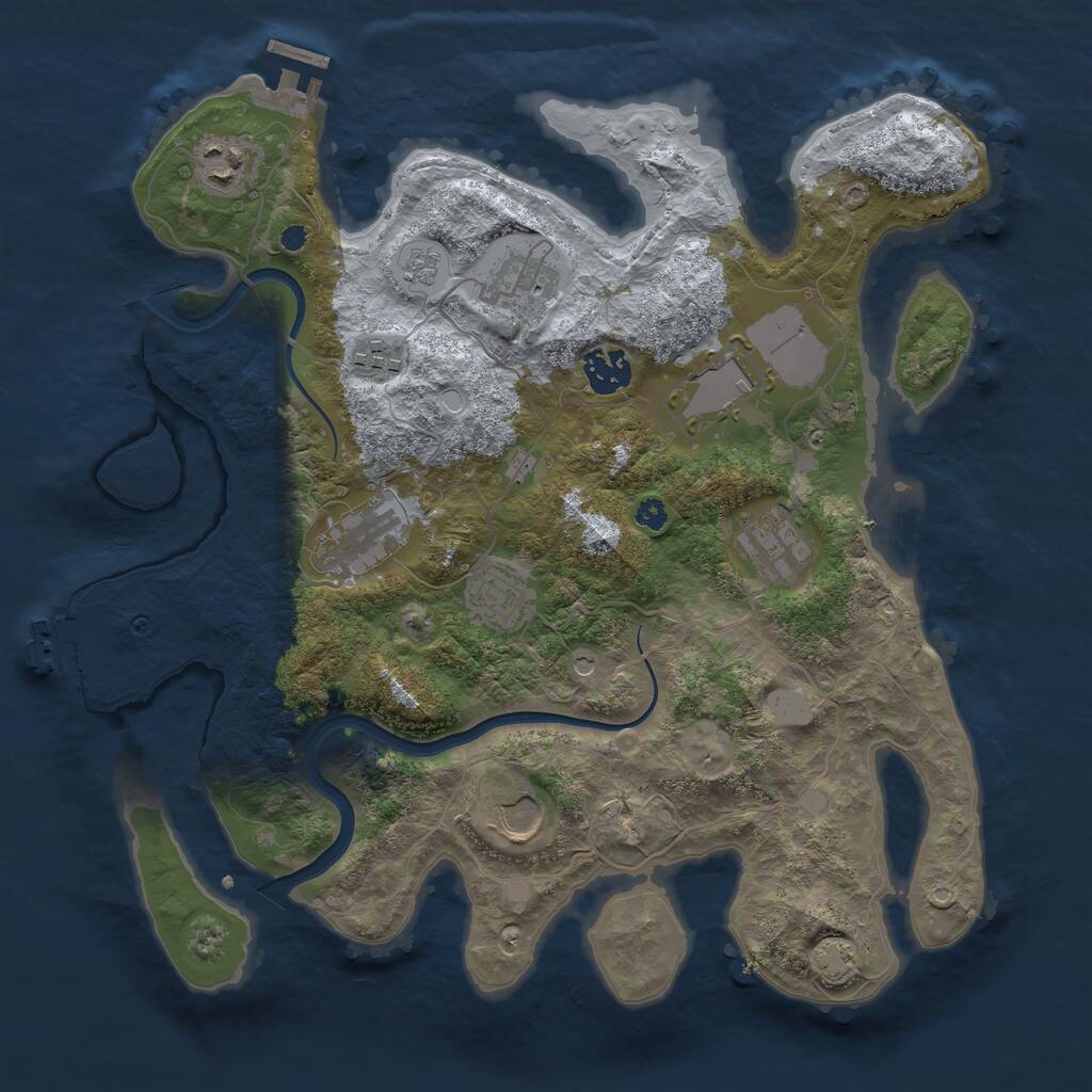 Rust Map: Procedural Map, Size: 3500, Seed: 564225, 15 Monuments