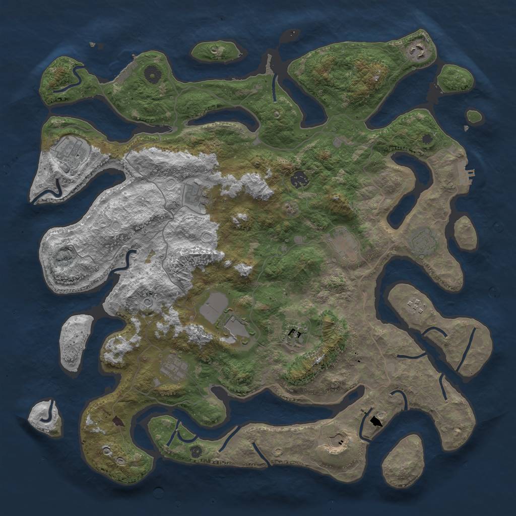 Rust Map: Procedural Map, Size: 4500, Seed: 1054841342, 19 Monuments