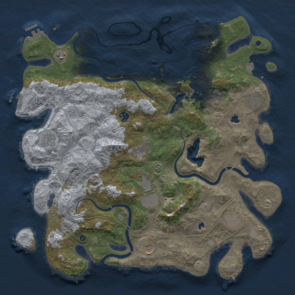 Rust Map: Procedural Map, Size: 4500, Seed: 1054841342, 17 Monuments