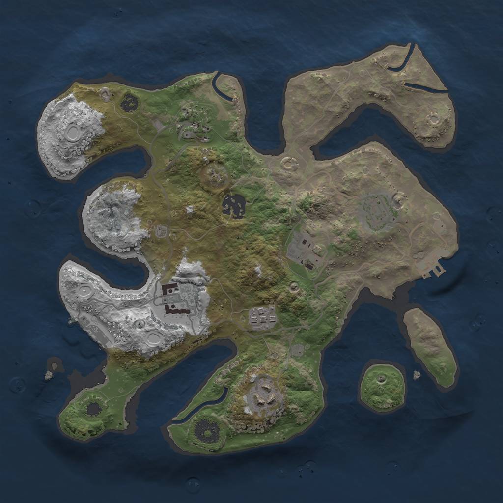 Rust Map: Procedural Map, Size: 3000, Seed: 2072325348, 14 Monuments