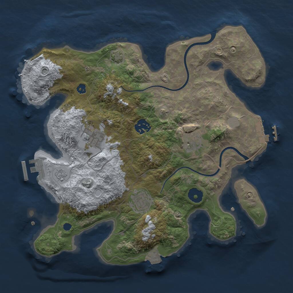 Rust Map: Procedural Map, Size: 3000, Seed: 2072325348, 9 Monuments