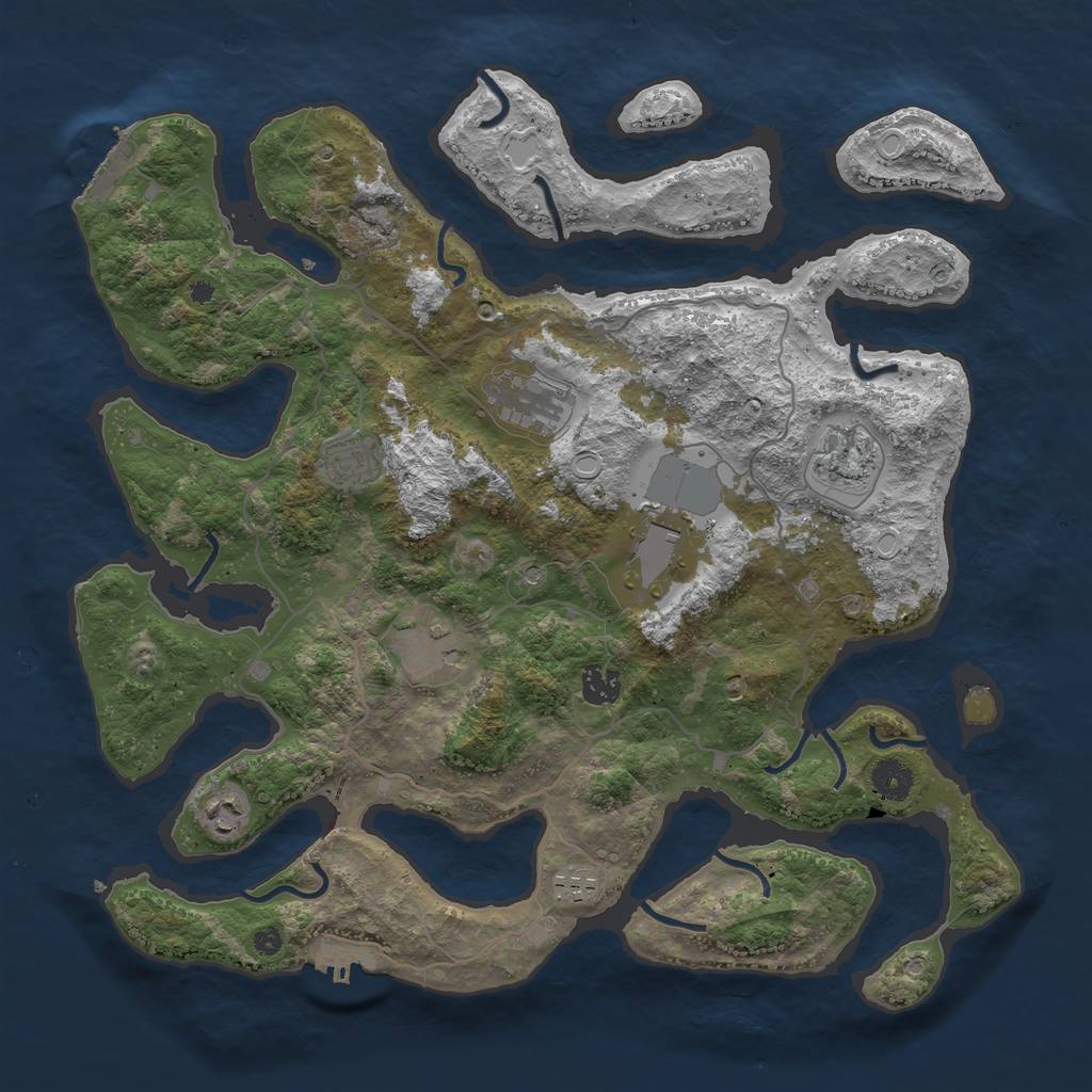 Rust Map: Procedural Map, Size: 4000, Seed: 14125433, 16 Monuments