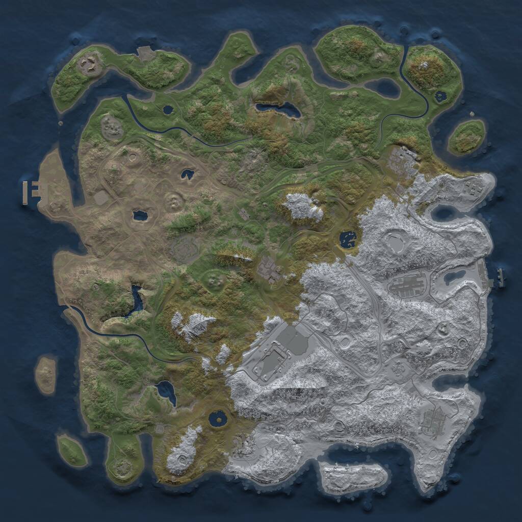 Rust Map: Procedural Map, Size: 4500, Seed: 392008405, 16 Monuments