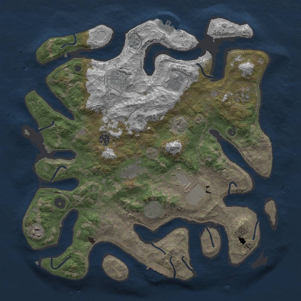 Rust Map: Procedural Map, Size: 4000, Seed: 2489769, 17 Monuments