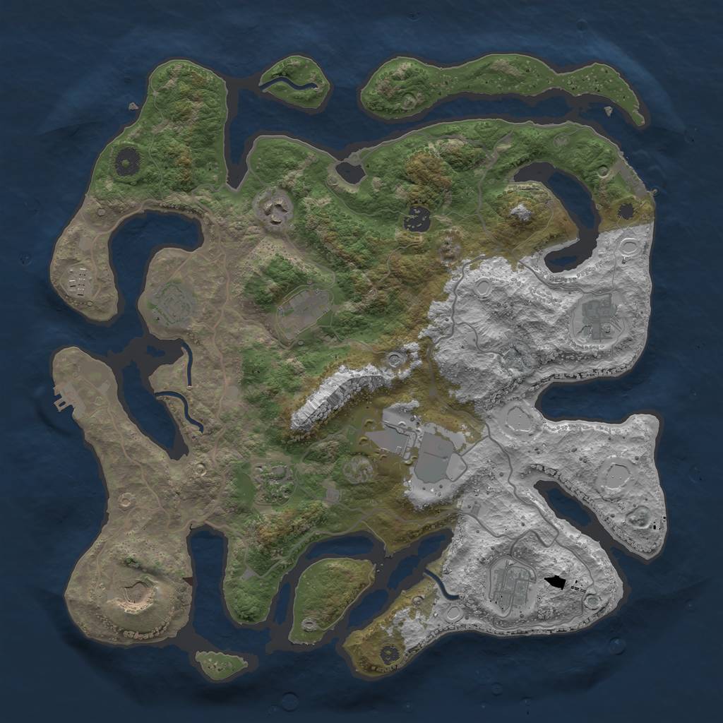 Rust Map: Procedural Map, Size: 4000, Seed: 66314119, 18 Monuments