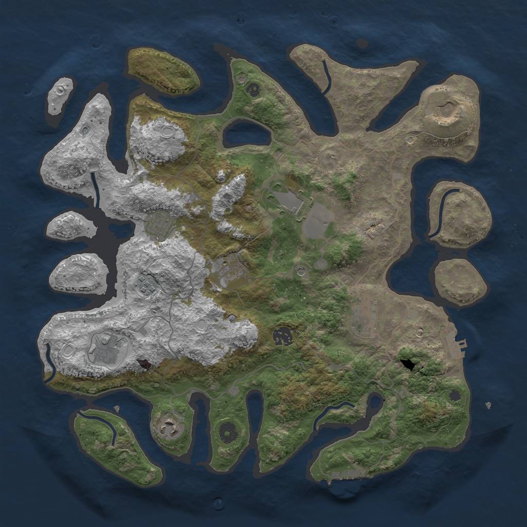 Rust Map: Procedural Map, Size: 4000, Seed: 1387453705, 17 Monuments