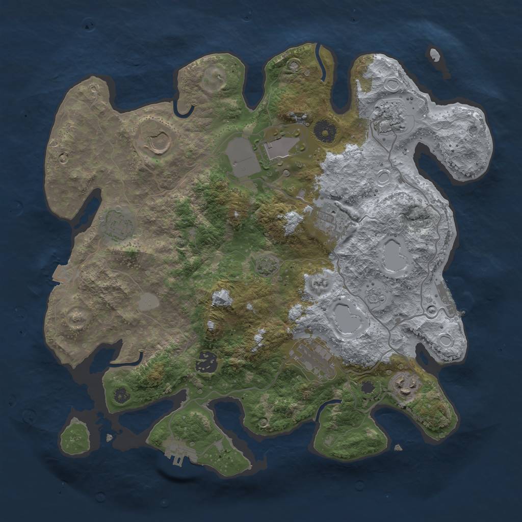 Rust Map: Procedural Map, Size: 3500, Seed: 12121, 15 Monuments