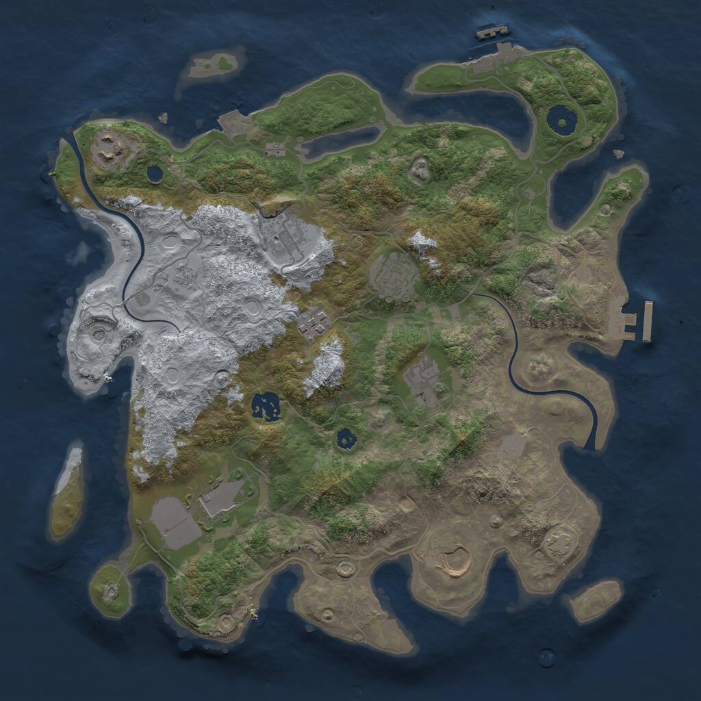 Rust Map: Procedural Map, Size: 3500, Seed: 2101239192, 14 Monuments