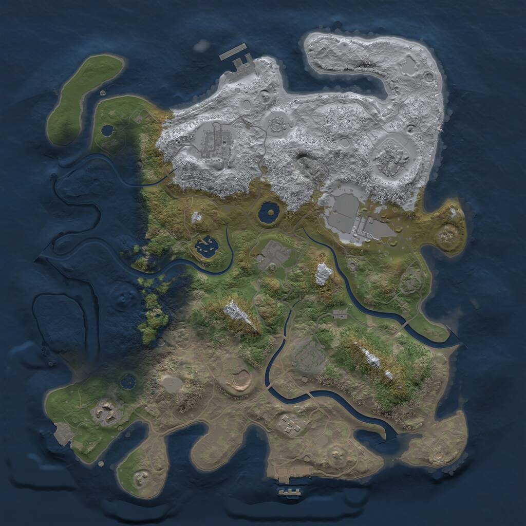 Rust Map: Procedural Map, Size: 3700, Seed: 1459340450, 15 Monuments