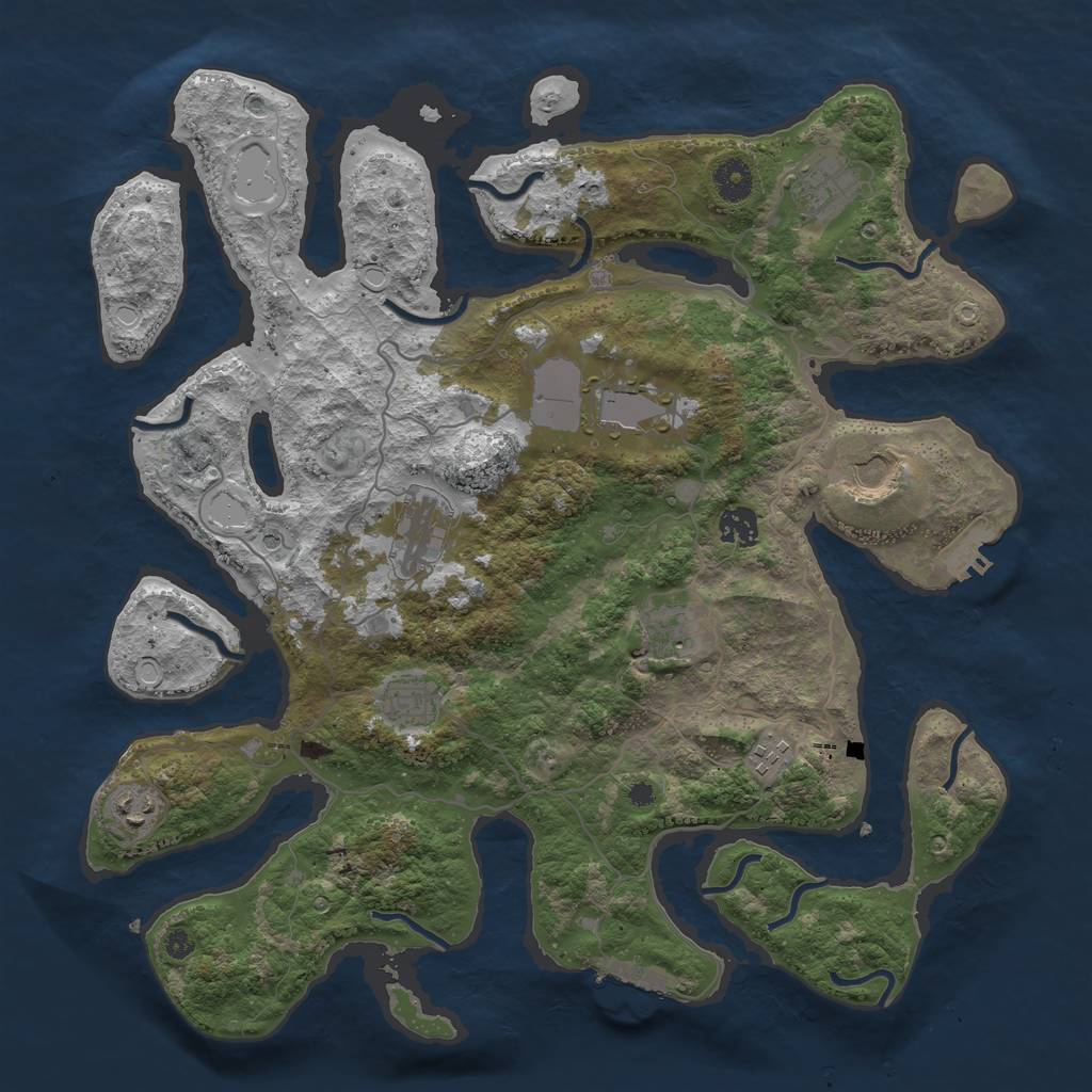 Rust Map: Procedural Map, Size: 4000, Seed: 554466, 17 Monuments