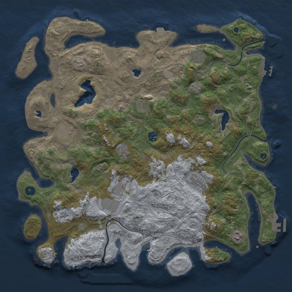 Rust Map: Procedural Map, Size: 4500, Seed: 4856974, 16 Monuments