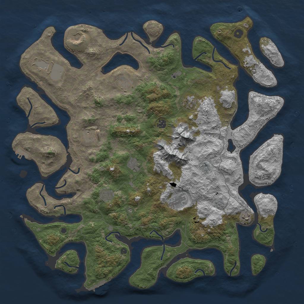 Rust Map: Procedural Map, Size: 5000, Seed: 99376172, 19 Monuments