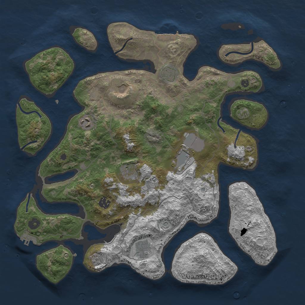 Rust Map: Procedural Map, Size: 4000, Seed: 84395, 16 Monuments