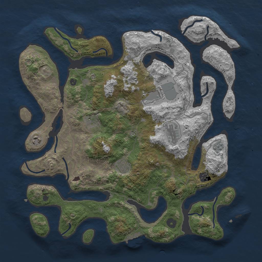 Rust Map: Procedural Map, Size: 4000, Seed: 111347653, 14 Monuments