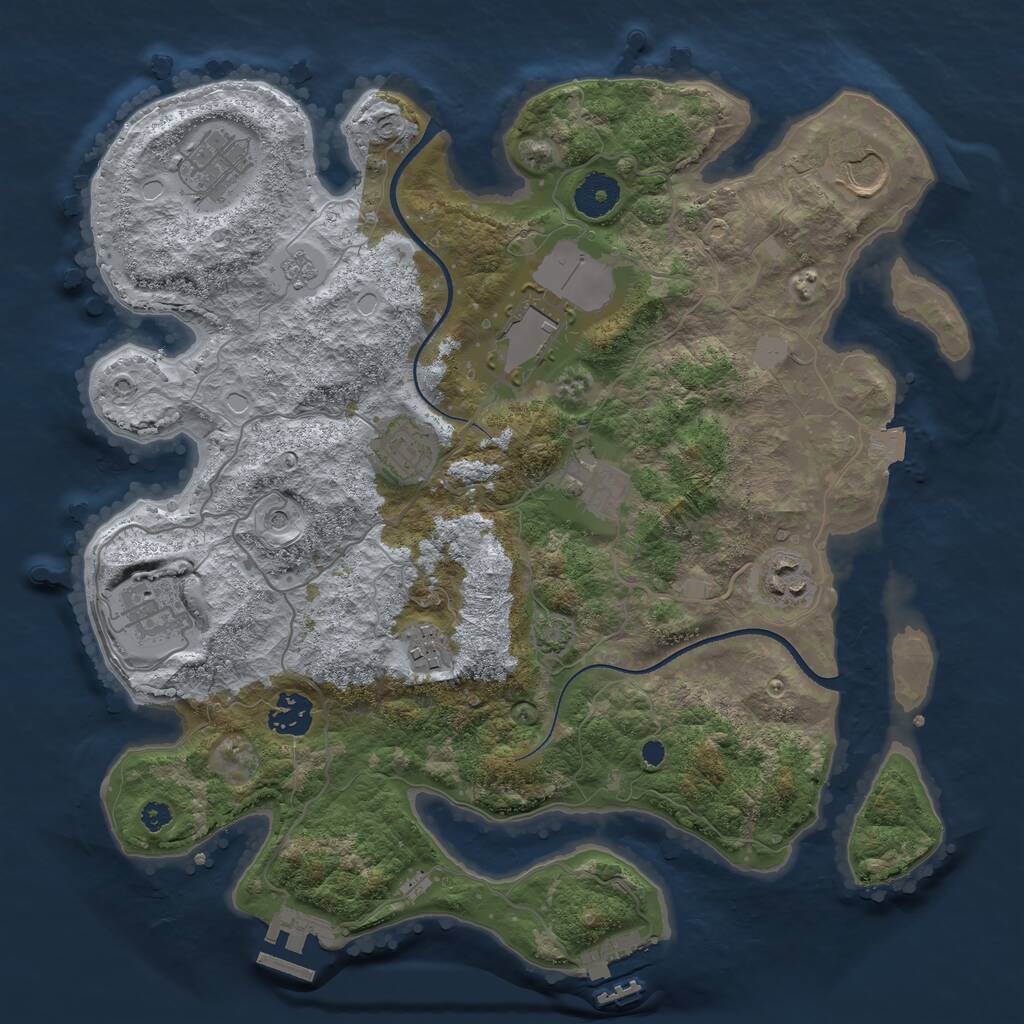 Rust Map: Procedural Map, Size: 3500, Seed: 1109567365, 15 Monuments