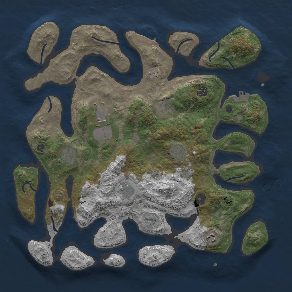 Rust Map: Procedural Map, Size: 4000, Seed: 57935, 16 Monuments