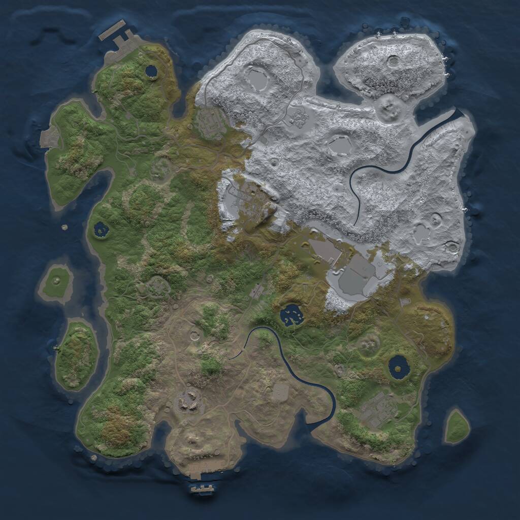 Rust Map: Procedural Map, Size: 3500, Seed: 541326468, 12 Monuments