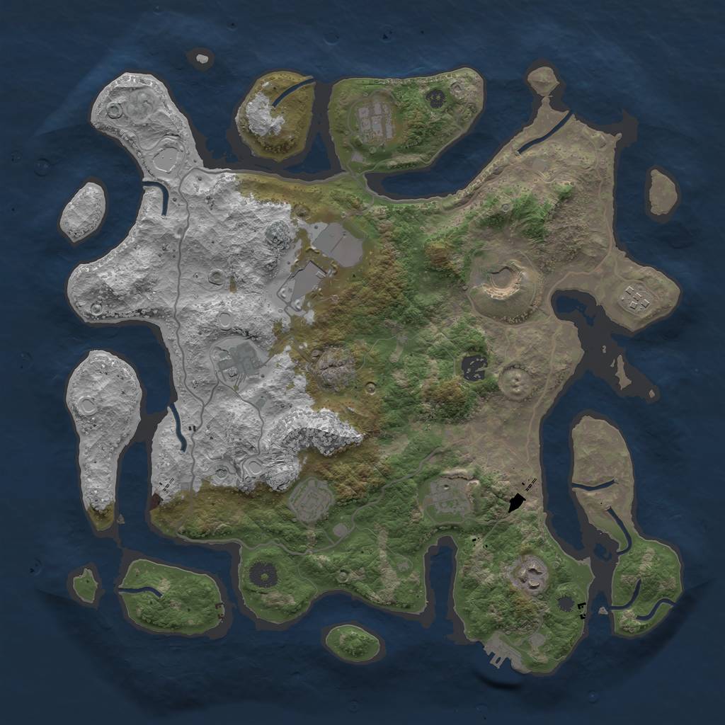 Rust Map: Procedural Map, Size: 4000, Seed: 619415128, 16 Monuments