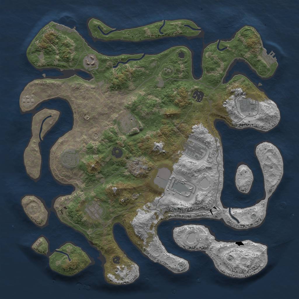 Rust Map: Procedural Map, Size: 4000, Seed: 20921, 17 Monuments