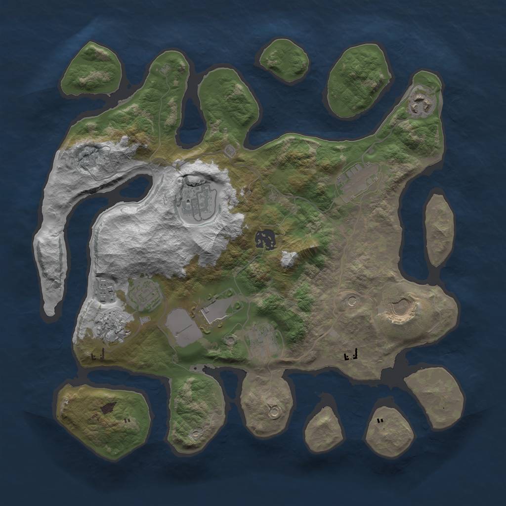 Rust Map: Barren, Size: 3500, Seed: 1668739431, 13 Monuments