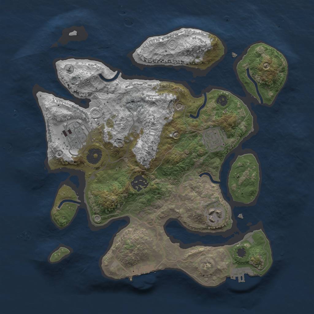 Rust Map: Procedural Map, Size: 3000, Seed: 725837207, 12 Monuments